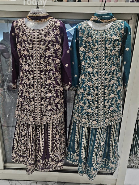 Girls embroidered sharara Suit