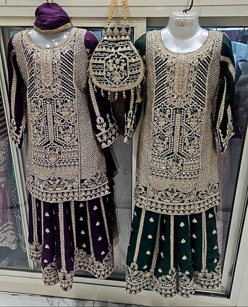 Girls embroidered sharara Suit