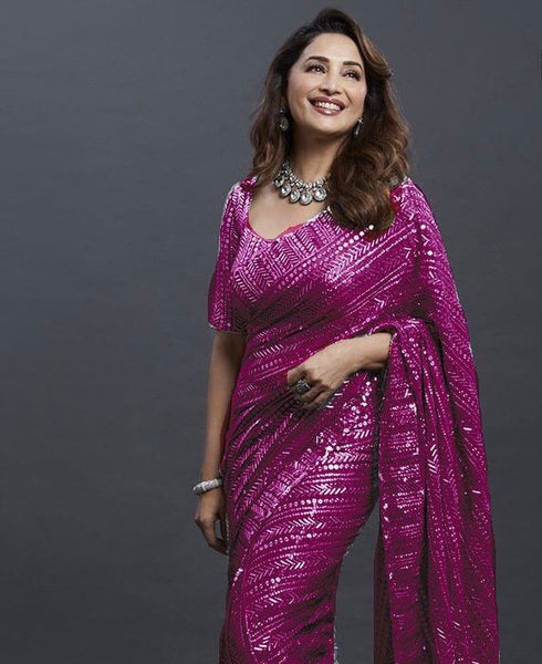 Women's Sequins Silk Fancy Saree