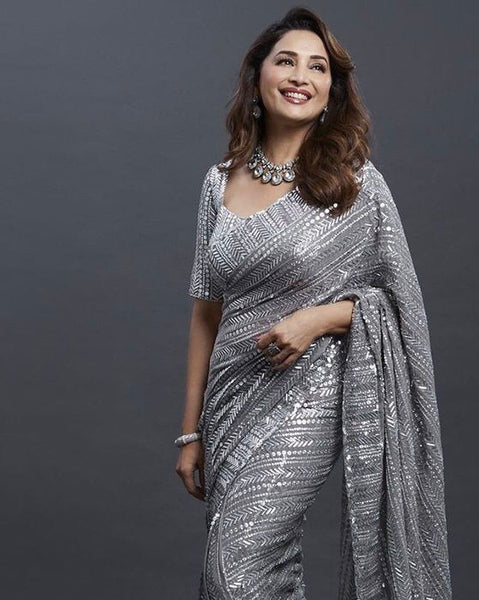 Women's Sequins Silk Fancy Saree